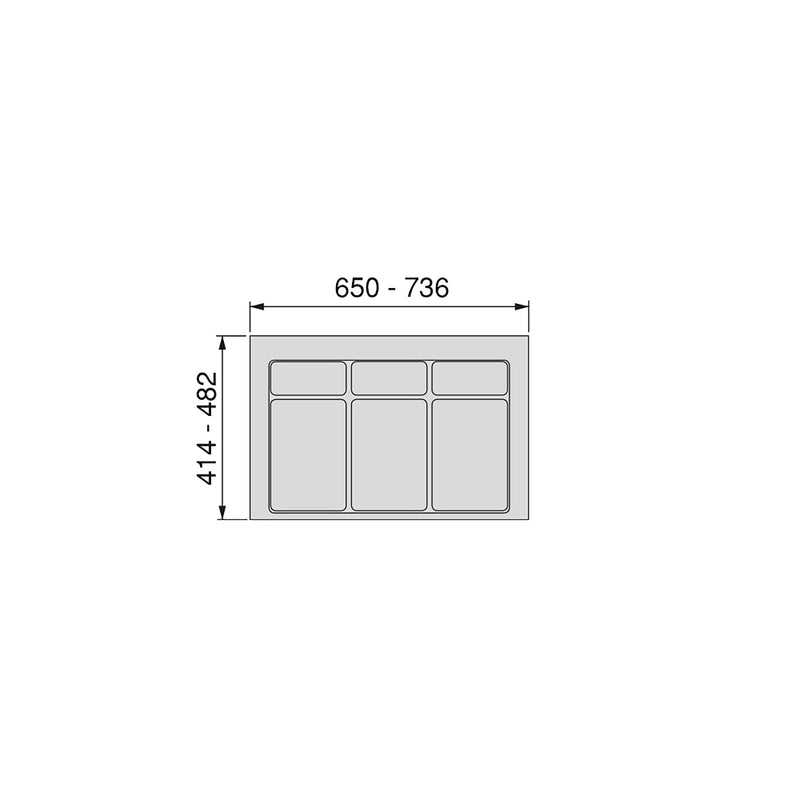 Base 3 Posti per Pattumiera Differenziata per Cassetti Cucina 80 cm in Plastica Emuca Grigio-3