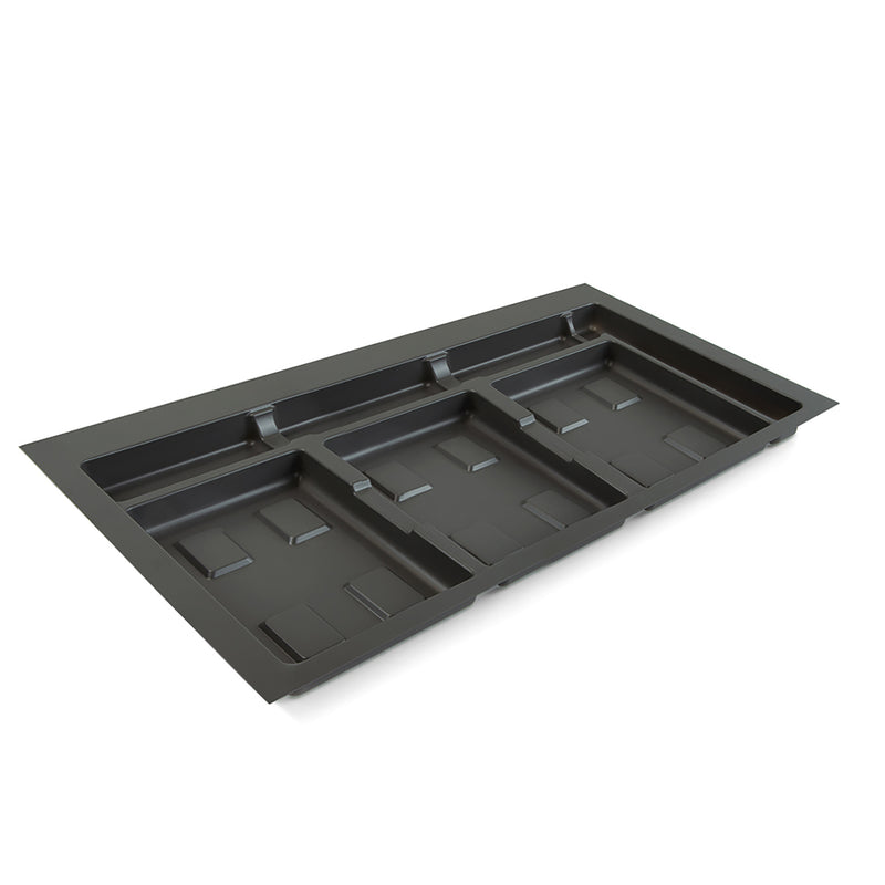 Base 3 Posti per Pattumiera Differenziata per Cassetti Cucina 90 cm in Plastica Emuca Grigio-1