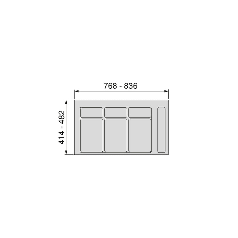 Base 3 Posti per Pattumiera Differenziata per Cassetti Cucina 90 cm in Plastica Emuca Grigio-3