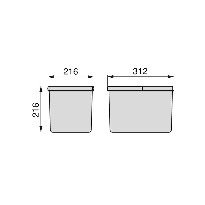 Pattumiera Differenziata Contenitore per Cassettone 31,2x21,6 cm H21,6 cm Emuca Grigio antracite-3