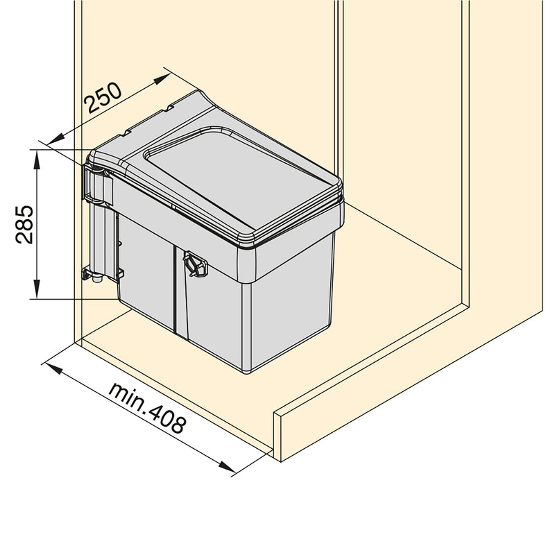 Pattumiera Differenziata per Anta Mobile Cucina 15L Apertura Automatica Emuca Grigio Antracite-4