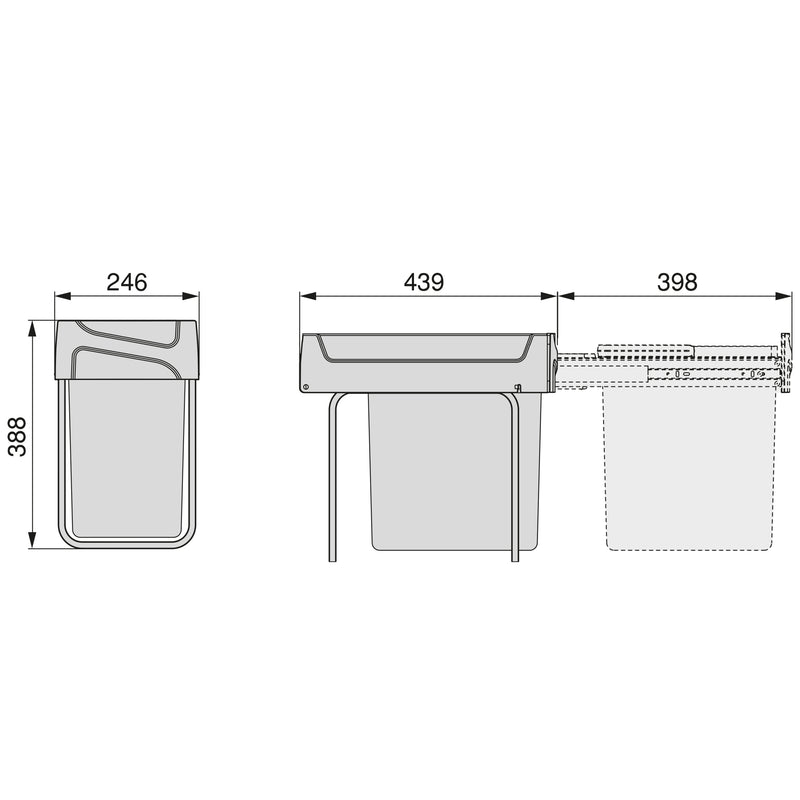 Pattumiera Differenziata per Mobile 20 Litri in Acciaio e Plastica Emuca Grigio antracite-3