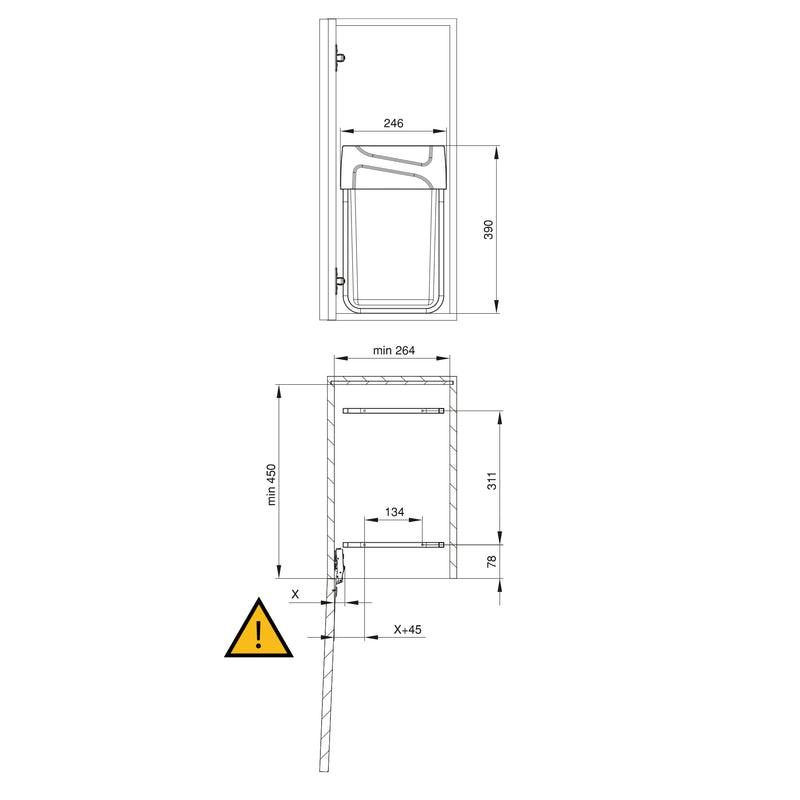 Pattumiera Differenziata per Mobile 20 Litri in Acciaio e Plastica Emuca Grigio antracite-4