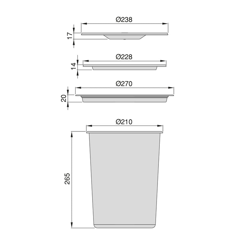 Pattumiera da Incasso per Piano Cucina 6 Litri in Acciaio e Plastica Emuca-2