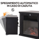 Camino Elettrico da Terra Effetto Fiamma 600W/1200W Nero -4