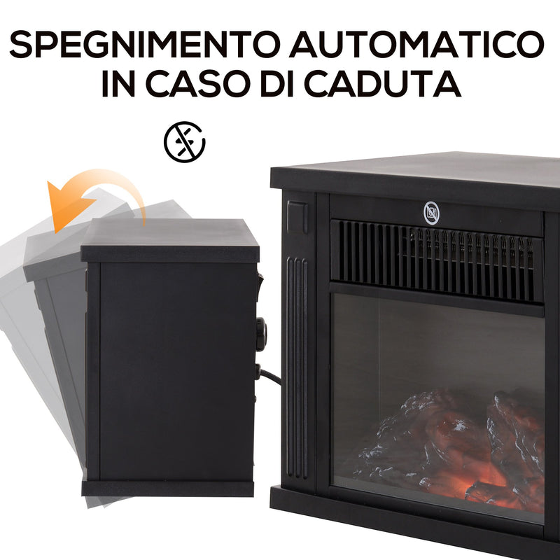 Camino Elettrico da Terra Effetto Fiamma 600W/1200W Nero -4