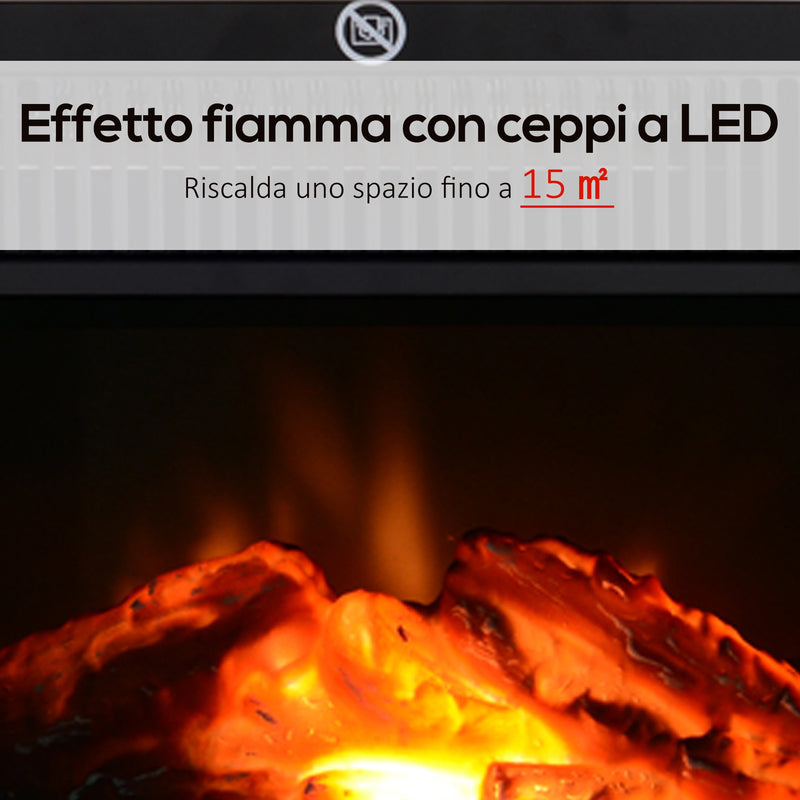 Camino Elettrico da Terra Effetto Fiamma 600W/1200W Nero -6