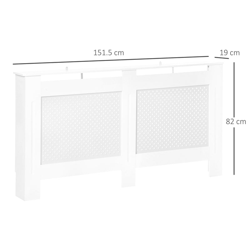 Copritermosifone in Legno a Griglia Bianco 151.5x82x19 cm -3