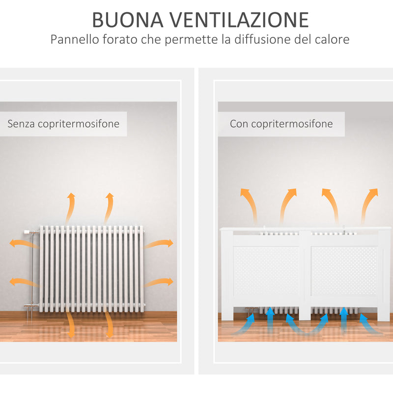 Copritermosifone in Legno a Griglia Bianco 151.5x82x19 cm -4