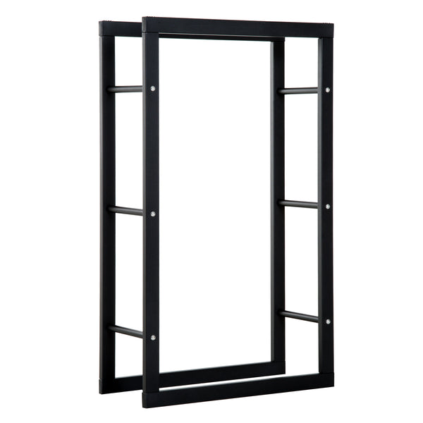 acquista Porte-bûches Abri à Bois en Fer 60x25x100 cm Intérieur Max 100Kg Noir