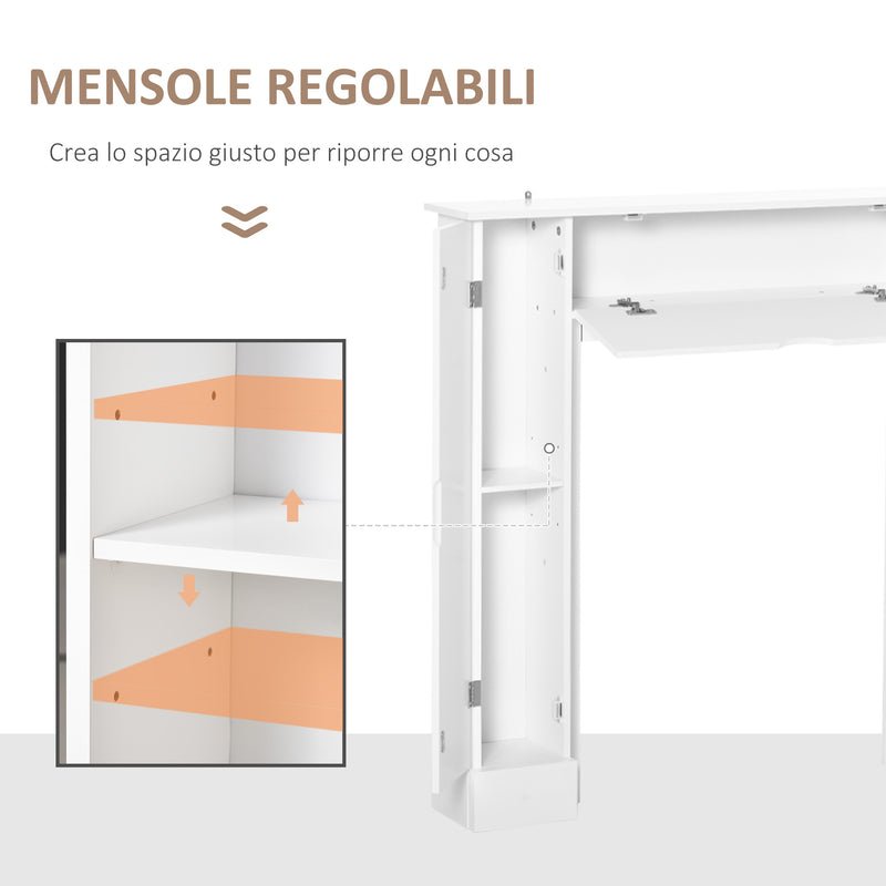 Cornice per Camino 107x18x100 cm in Legno MDF Bianco-5