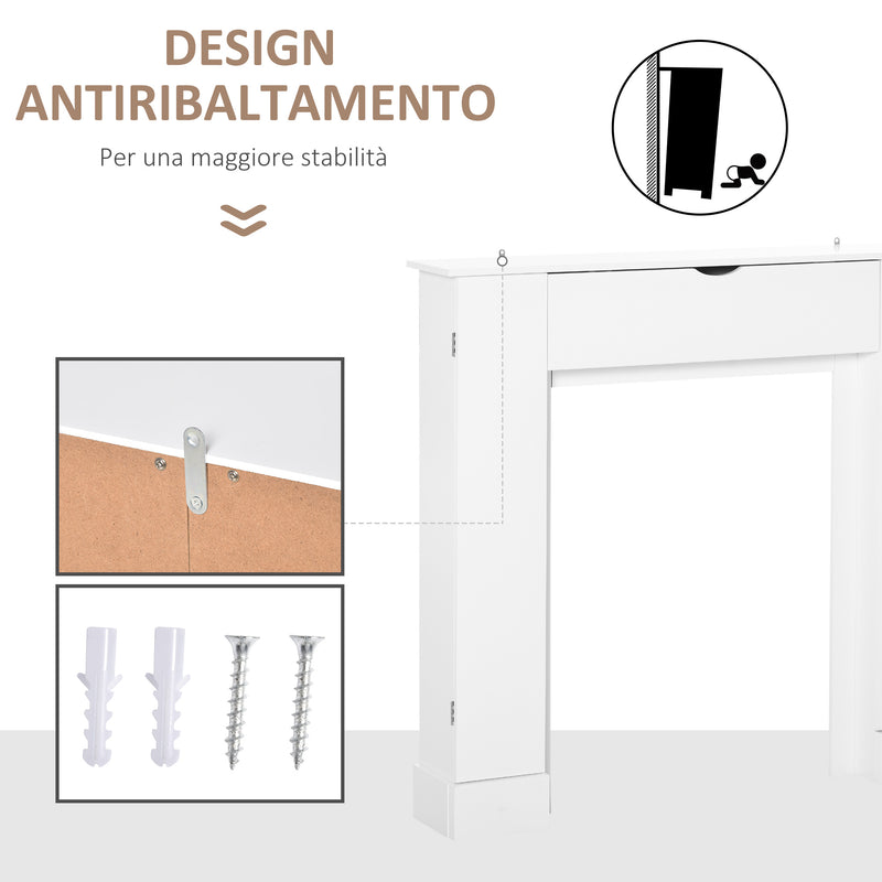 Cornice per Camino 107x18x100 cm in Legno MDF Bianco-6