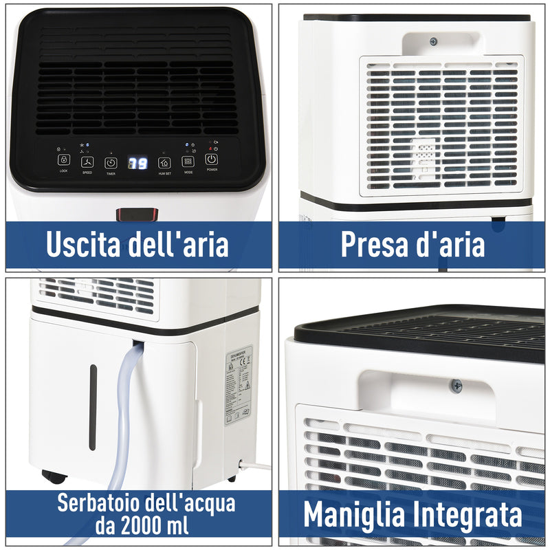 Deumidificatore 2L Massimo 25m2 Capacità 11,2L/24h 178W  Bianco-5