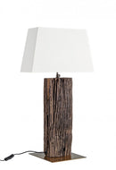 Lampada da Tavolo 45x30x85 cm E27 in Legno e Acciaio Pralume in Cotone Bianco-1