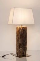 Lampada da Tavolo 45x30x85 cm E27 in Legno e Acciaio Pralume in Cotone Bianco-4