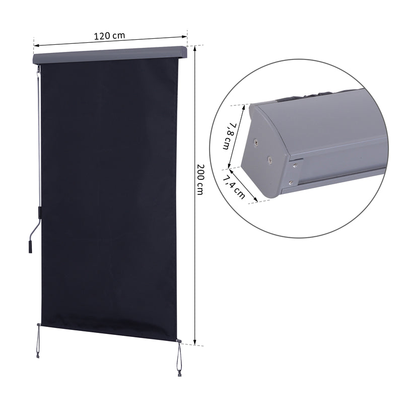 Tenda da Sole Verticale a Rullo con Leva a Mano Grigio 120x200 cm -3