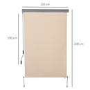 Tenda da Sole Avvolgibile da Soffitto 120x200 cm con Manovella Beige-3