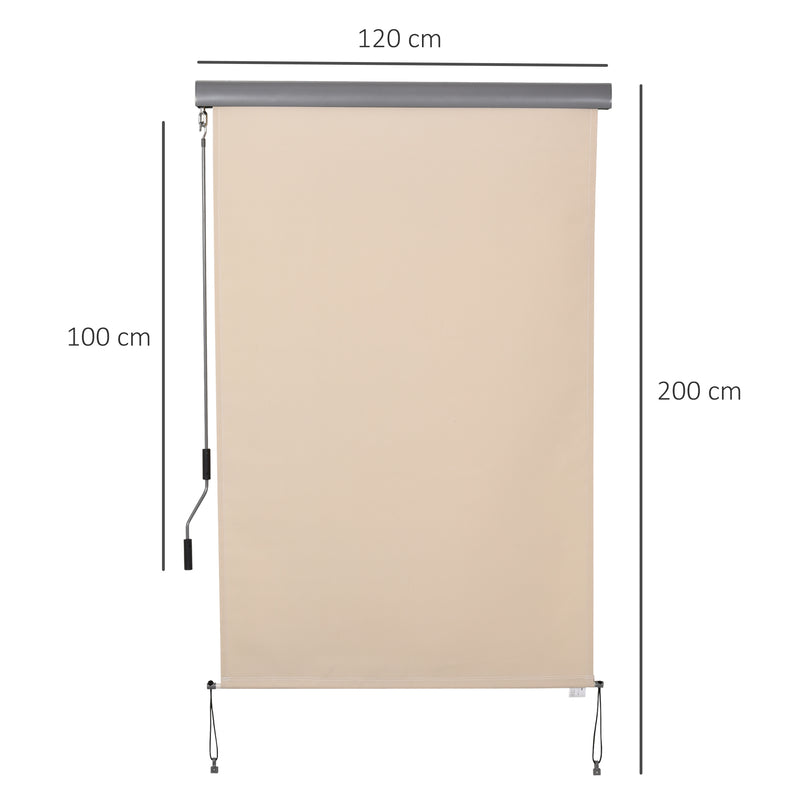 Tenda da Sole Avvolgibile da Soffitto 120x200 cm con Manovella Beige-3