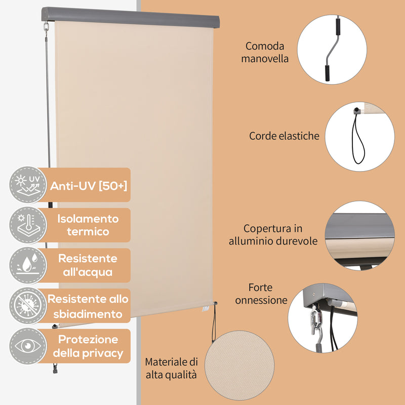 Tenda da Sole Avvolgibile da Soffitto 120x200 cm con Manovella Beige-5