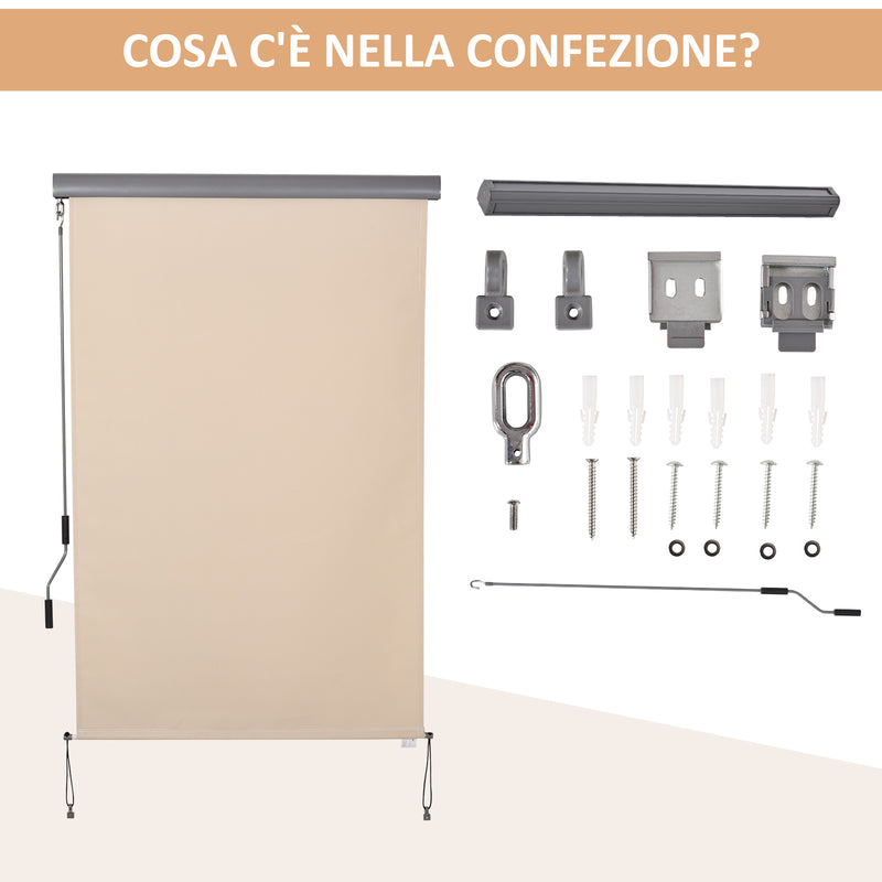 Tenda da Sole Avvolgibile da Soffitto 120x200 cm con Manovella Beige-6