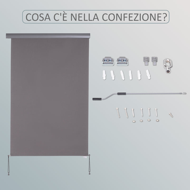 Tenda da Sole Avvolgibile da Soffitto 120x200 cm con Manovella Grigio-4