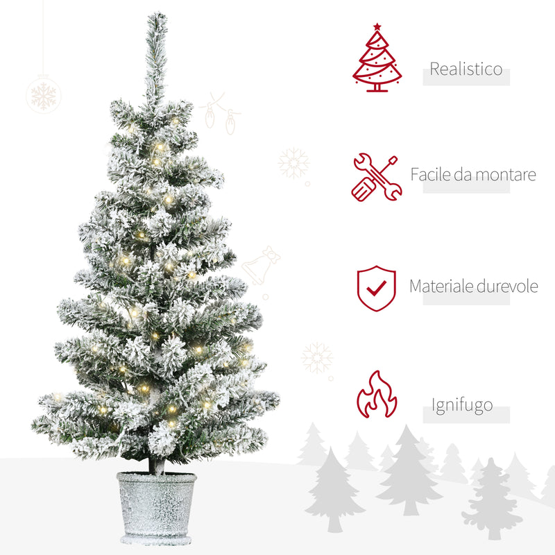 Albero di Natale Artificiale 90 cm 116 Rami con Luci Led Bianche Verde-4