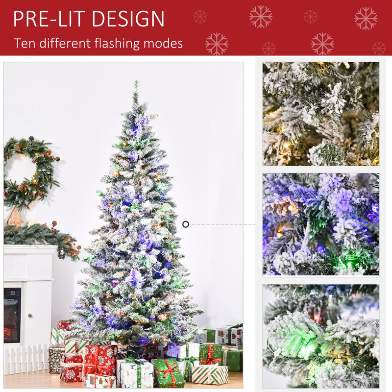 Albero di Natale Artificiale 210 cm 829 Rami 250 Luci LED Colorate Verde-4