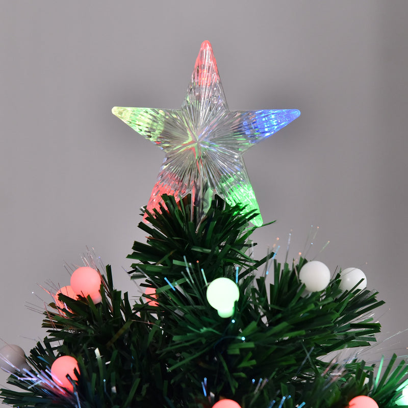 Albero di Natale Artificiale 150 cm 170 Rami con Luci LED e Fibre Ottiche Colorate Verde-9