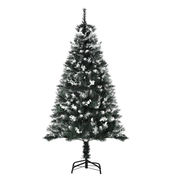 prezzo Sapin de Noël Artificiel Enneigé 150 cm 378 Branches avec Baies Vertes