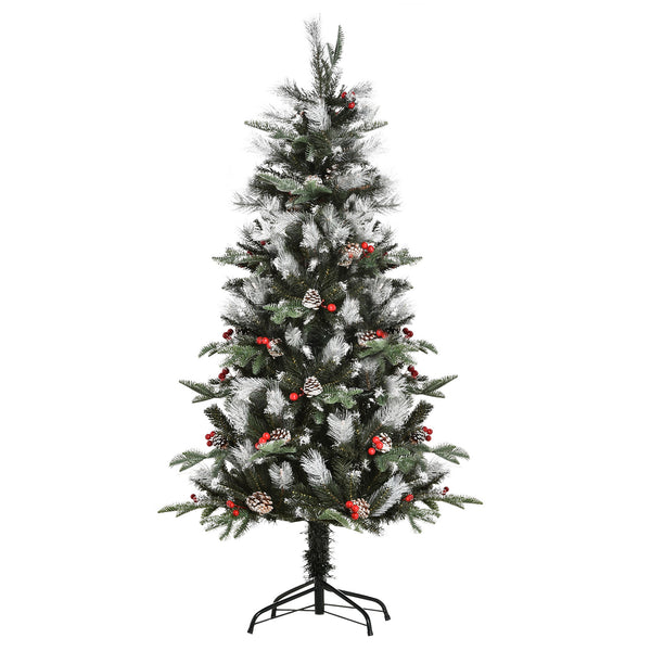 Sapin de Noël artificiel enneigé 150 cm 440 branches avec baies rouges et pommes de pin vertes acquista