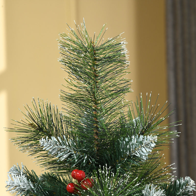 Albero di Natale Artificiale Innevato 150 cm 360 Rami con Bacche Verde-9