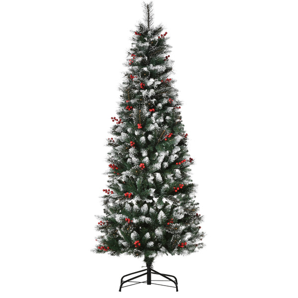 sconto Sapin de Noël artificiel recouvert de neige 180 cm 539 branches avec baies vertes