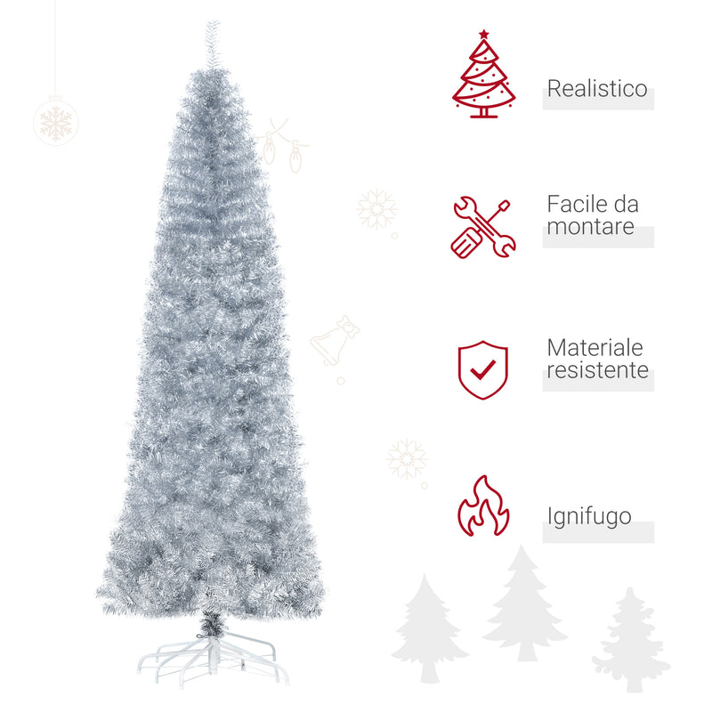 Albero di Natale Artificiale 210 cm 818 Rami Argento-7