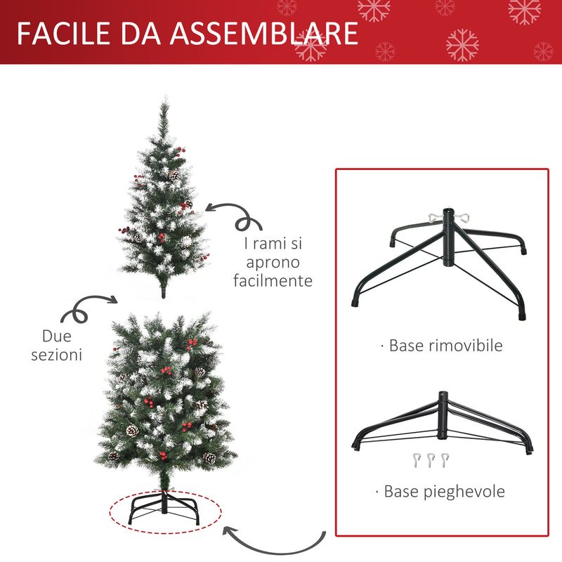 Albero di Natale Artificiale Innevato 150 cm 408 Rami con Pigne Verde-6