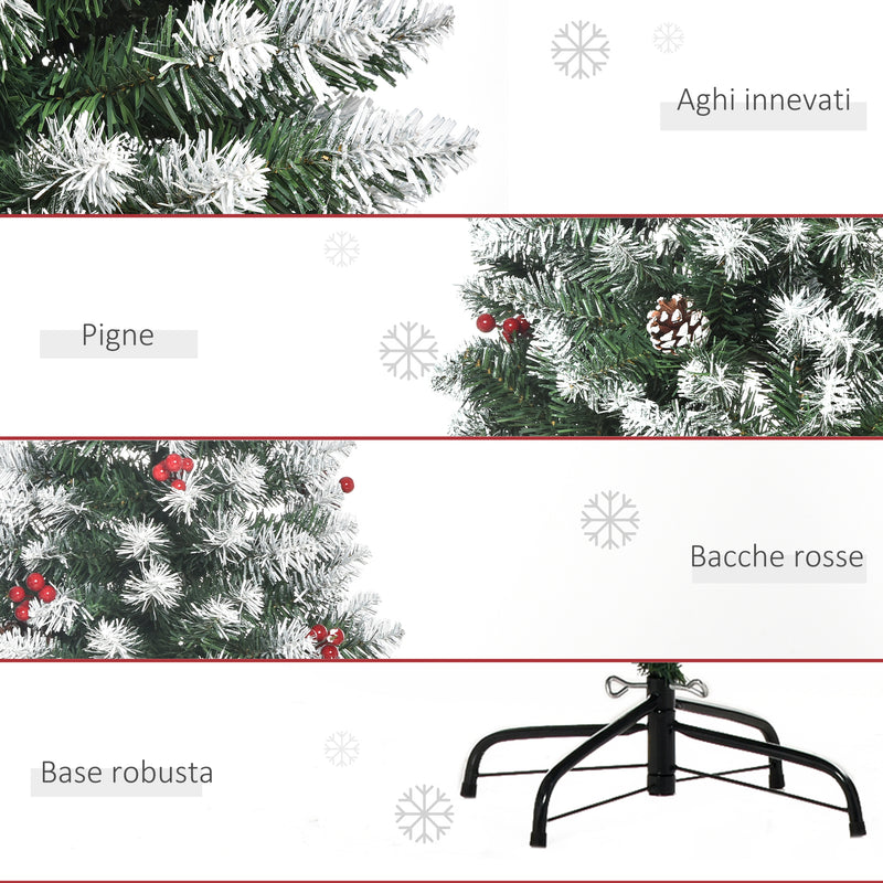 Albero di Natale Artificiale Innevato 180 cm 618 Rami con Pigne Verde-7