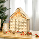 Calendario dell'Avvento  26,6x6x30 cm 24 Cassetti e Presepe Intagliato in Legno-2