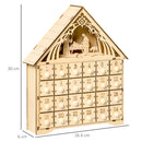 Calendario dell'Avvento  26,6x6x30 cm 24 Cassetti e Presepe Intagliato in Legno-3