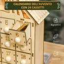Calendario dell'Avvento  26,6x6x30 cm 24 Cassetti e Presepe Intagliato in Legno-5
