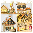 Calendario dell'Avvento  44x10x37 cm 24 Cassetti con Villaggio di Natale e Luci in Legno-6