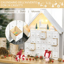 Calendario dell'Avvento  39x9x42 cm 24 Cassetti Villaggio di Natale con Alberi e Luci Bianco-5