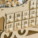 Calendario dell'Avvento  45x10x31 cm 24 Cassetti a Forma di Slitta e Luci a LED in Legno-8