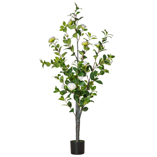 prezzo Arbre Plante Artificielle Camélia H150 cm avec Pot Vert et Blanc