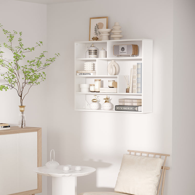 Libreria a Muro 4 Livelli 94x19,5x80 cm in Legno Bianco-2