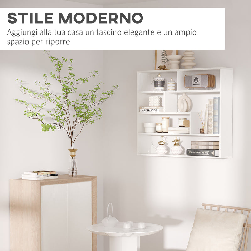 Libreria a Muro 4 Livelli 94x19,5x80 cm in Legno Bianco-4