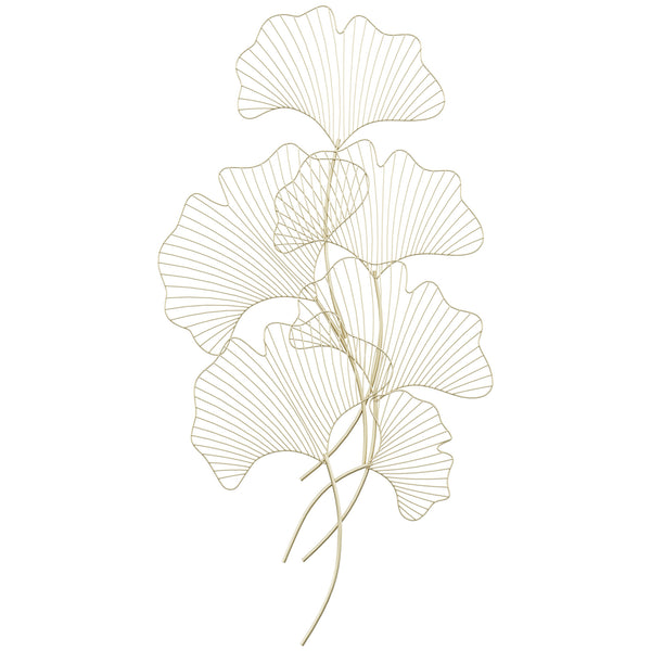 prezzo Décoration Murale 3D 51x94,5 cm en Métal Feuille de Ginkgo Doré