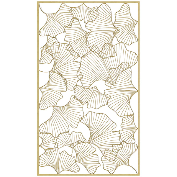 sconto Décoration Murale 3D Rectangulaire 50x85 cm en Métal Feuilles de Ginkgo Doré