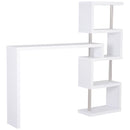 Mobile a Scaffali Libreria 4 Livelli con Tavolo in MDF  Bianco-1