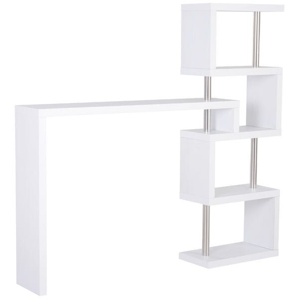 Étagère Bibliothèque 4 Niveaux avec Table en MDF Blanc prezzo