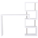 Mobile a Scaffali Libreria 4 Livelli con Tavolo in MDF  Bianco-4