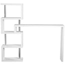 Mobile a Scaffali Libreria 4 Livelli con Tavolo in MDF  Bianco-6